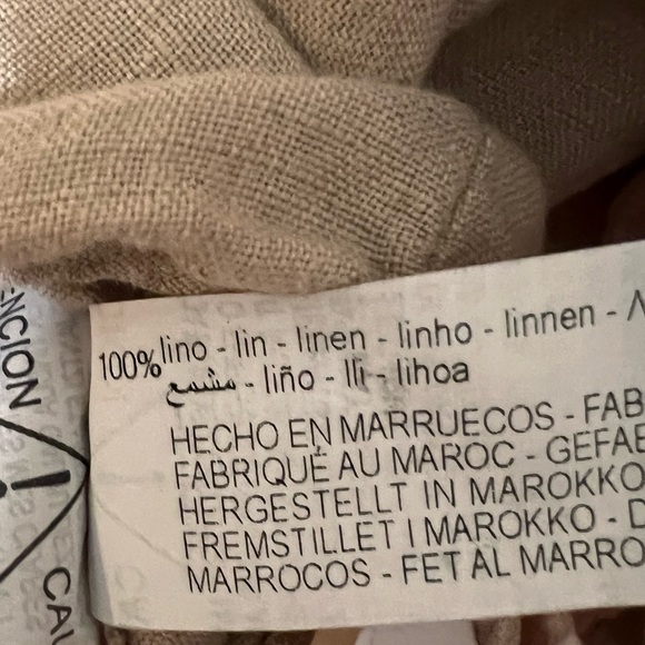 Zara cream 100% Linen semi cropped high low-low button down blouse oversized S - Picture 10 of 12